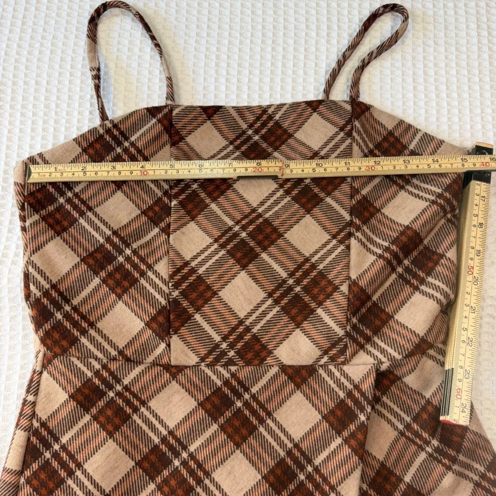 Rare Editions Girls Brown Plaid Skort Romper‎ Jumper Size 16 F455105
